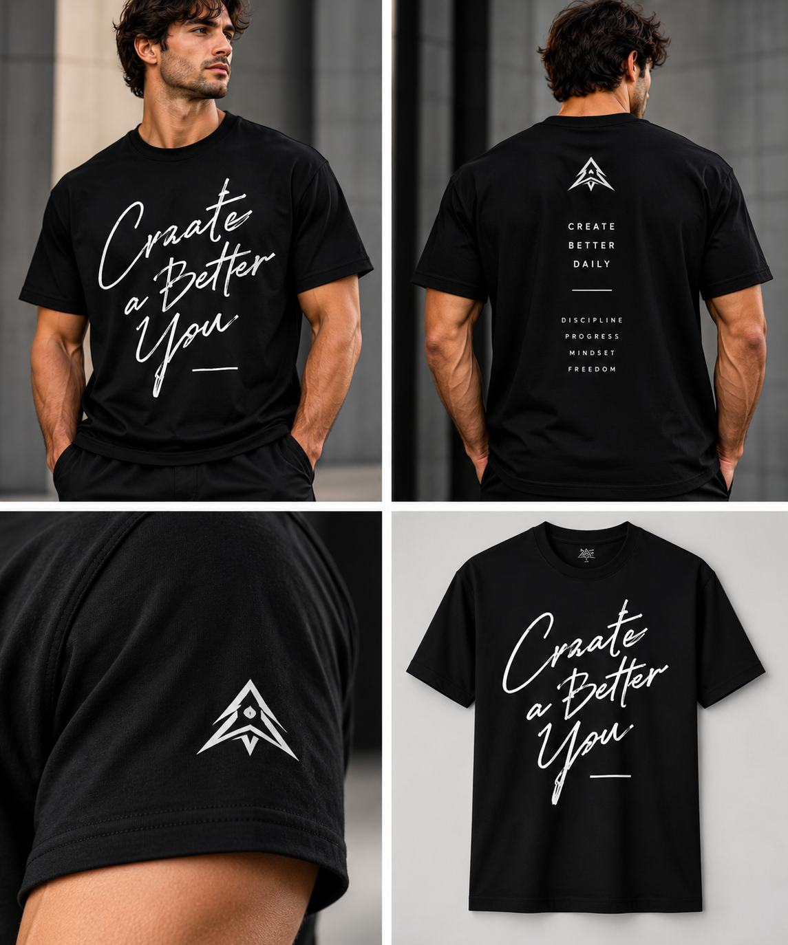 CREATE BETTER — DROP 001 final product mockup